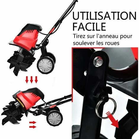 COSTWAY Motobineuse Électrique 1200W Profondeur Travail 22CM Largeur 35CM Avec Poignée Pliable Roues Réglables 4 Lames 7 COSTWAY Motobineuse Électrique 1200W Profondeur Travail 22CM Largeur 35CM Avec Poignée Pliable Roues Réglables 4 Lames – Image 5