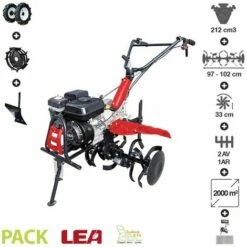 DUNSCH Motoculteur Thermique Pack Labour Roues Agraires Et Metal Charrue Vitesses 2AV-1AR LEA LE42212-97W21 - Noir