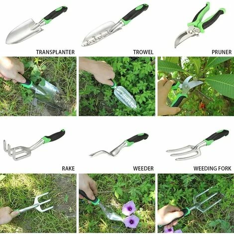 Cisea Ensemble D'outils De Jardin, Outils De Jardin En Aluminium Avec Sac De Jardin, Gants De Toilettage De Jardin, Débroussailleuse, Pelle De Jardin, Cadeau De Jardin (vert) 7 Cisea Ensemble D'outils De Jardin, Outils De Jardin En Aluminium Avec Sac De Jardin, Gants De Toilettage De Jardin, Débroussailleuse, Pelle De Jardin, Cadeau De Jardin (vert) – Image 5